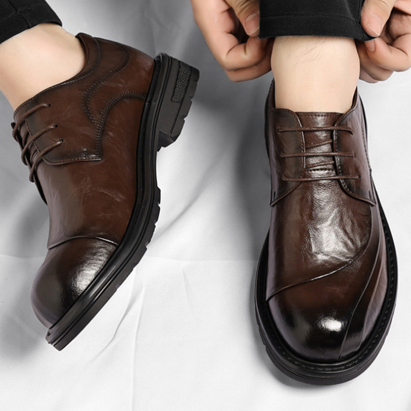 Brown Burnished Genuine Leathe - Men'S Grooming Oxford のレビューと価格