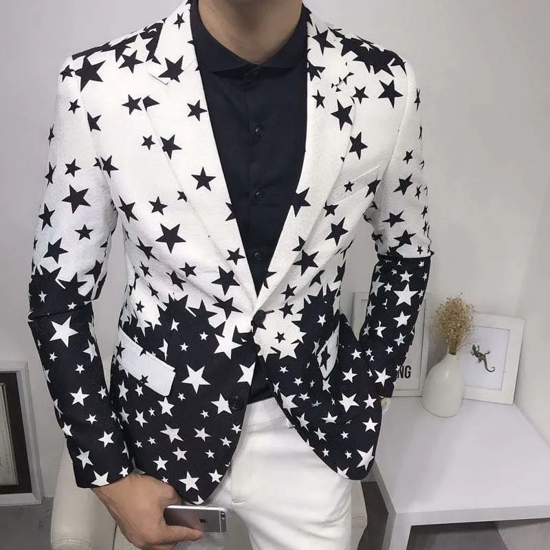 Star Print Slim Fit Blazers 20 - Men'S Grooming Club のレビューと価格