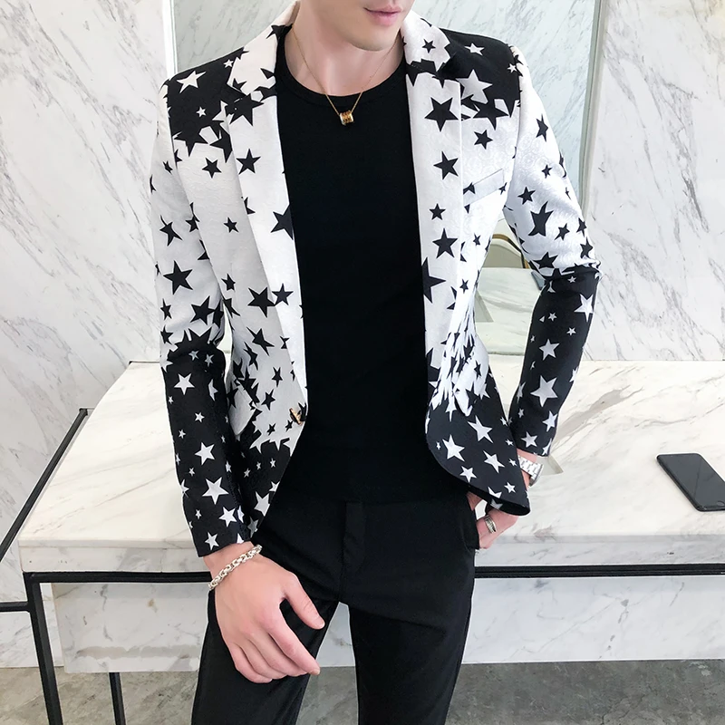 Star Print Slim Fit Blazers 20 - Men'S Grooming Club のレビューと価格