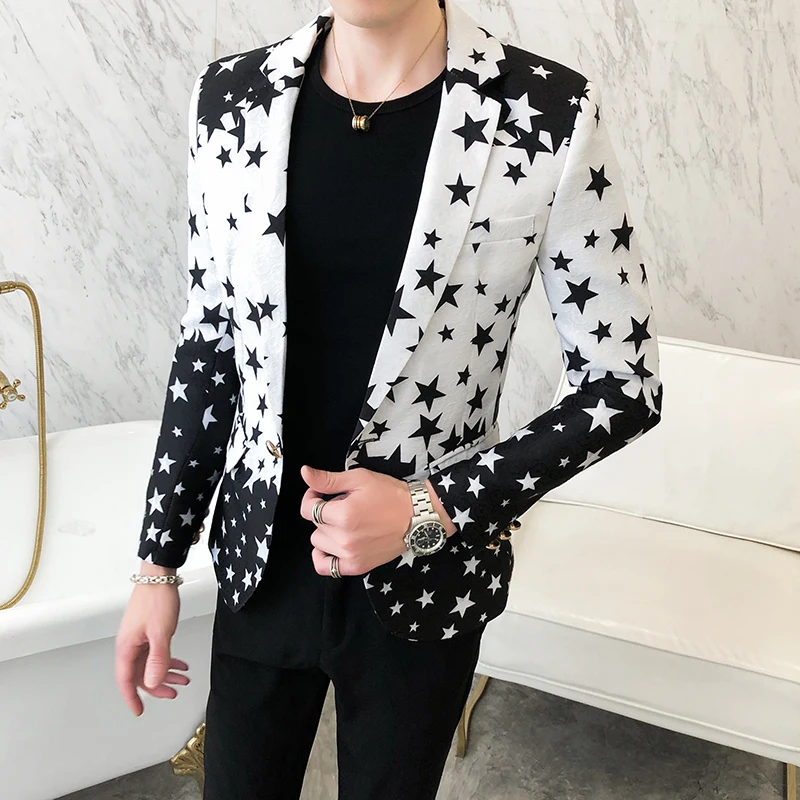 Star Print Slim Fit Blazers 20 - Men'S Grooming Club のレビューと価格